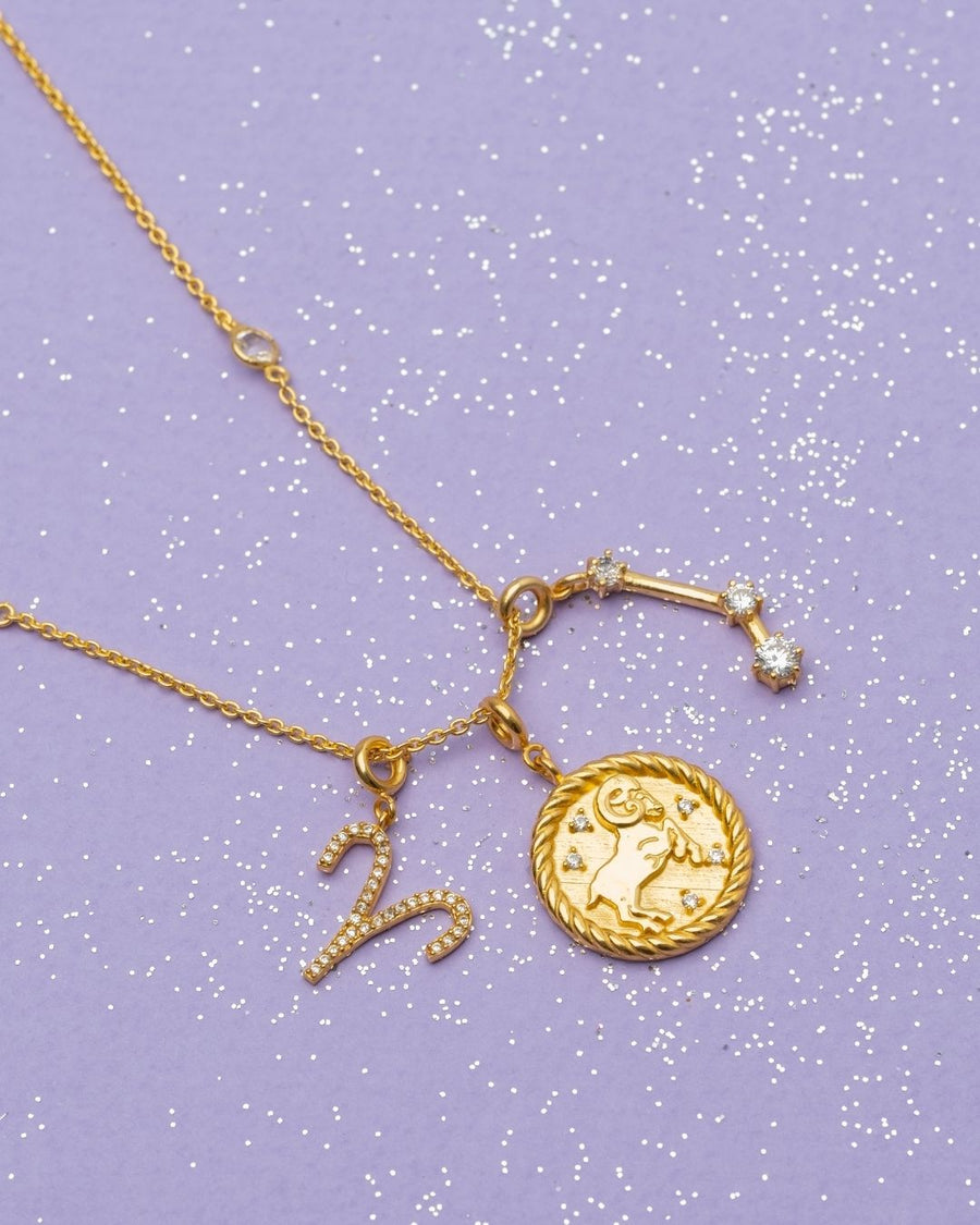 Charms de horóscopo aries en dorado en forma de constelación de zodiaco aries