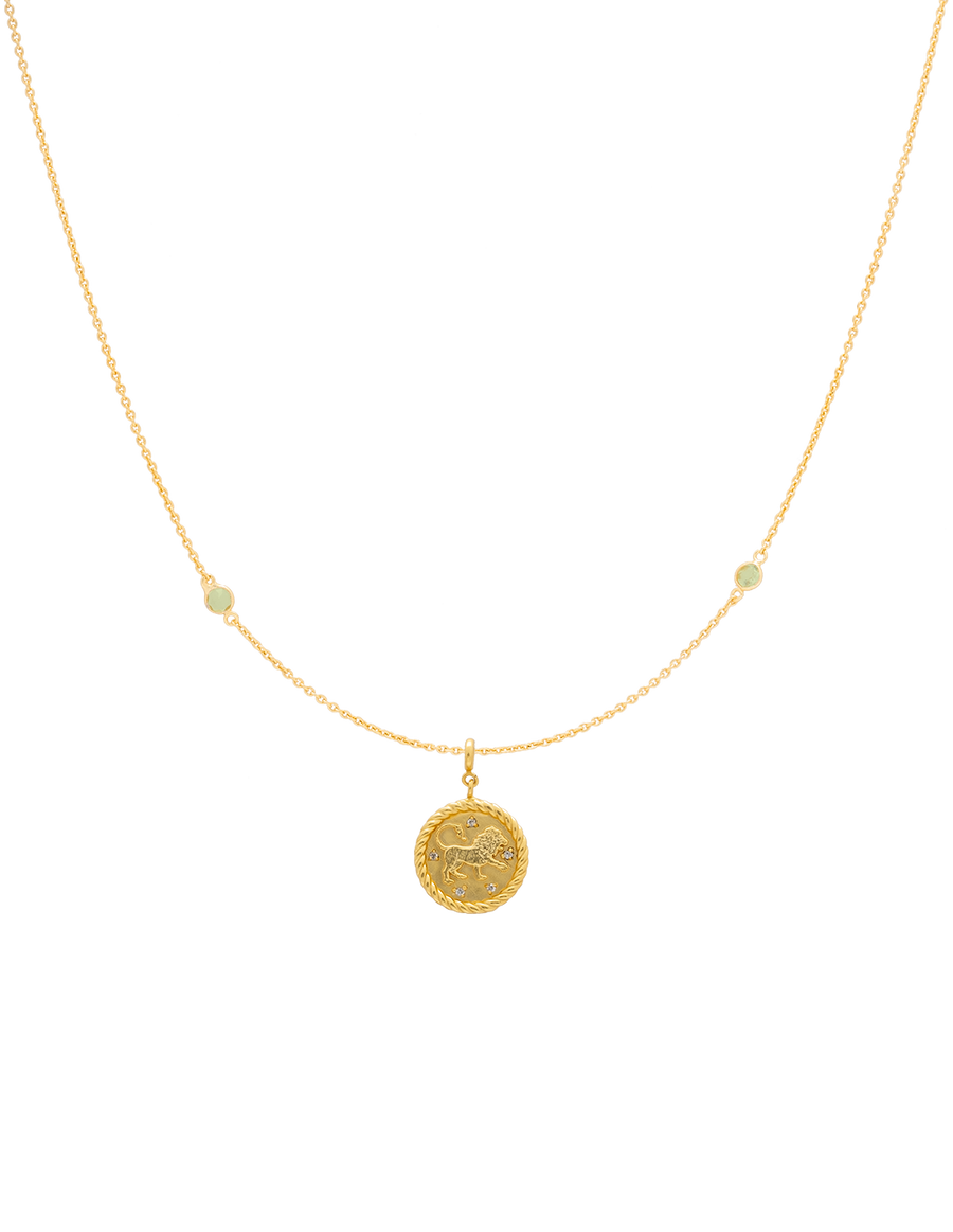 Colgante Zodiaco Leo con signo dorado intercambiable