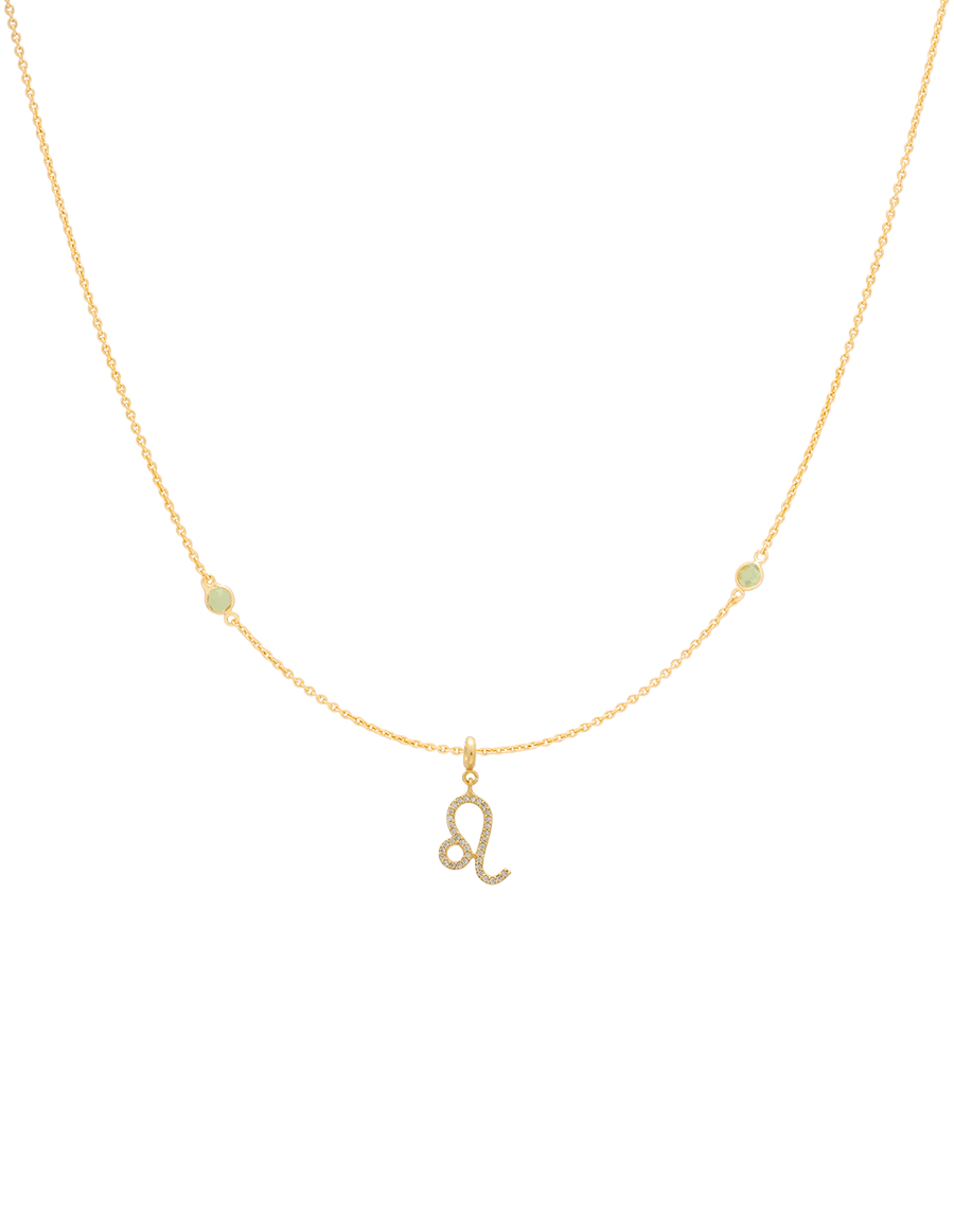 Colgante Zodiaco Leo con charm de medalla dorada