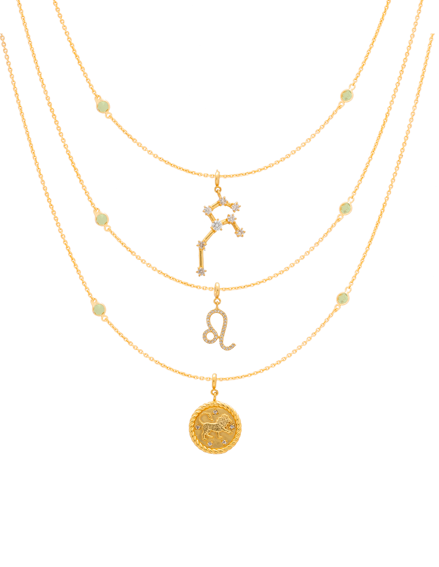 Collar Zodiaco Leo con signo dorado intercambiable
