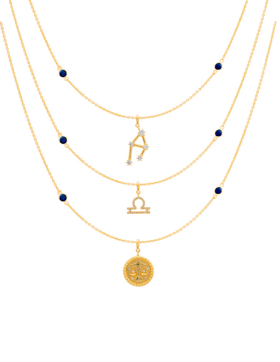 Collar Zodiaco Libra con signo dorado intercambiable