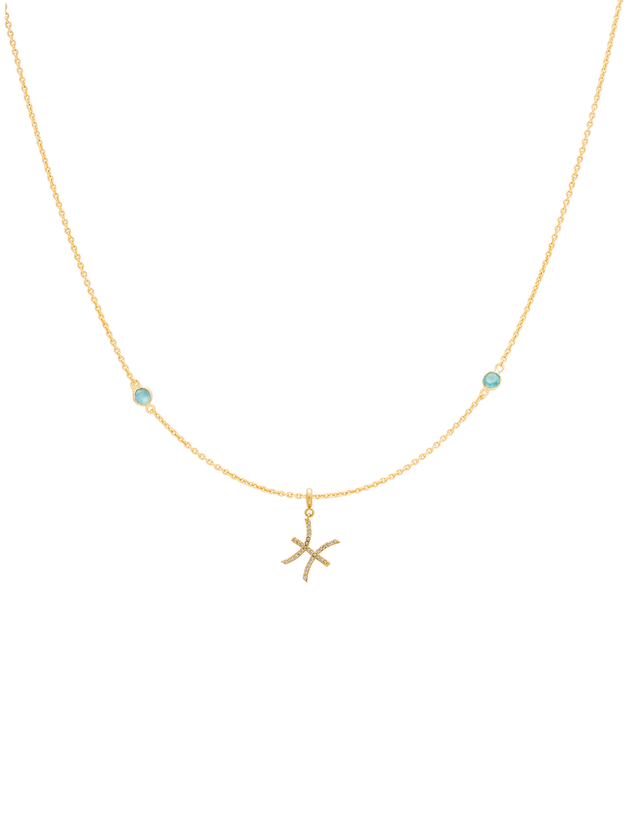 Colgante Zodiaco Piscis con signo dorado intercambiable