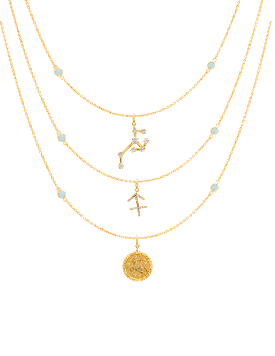 Collar Zodiaco Sagitario con signo dorado intercambiable