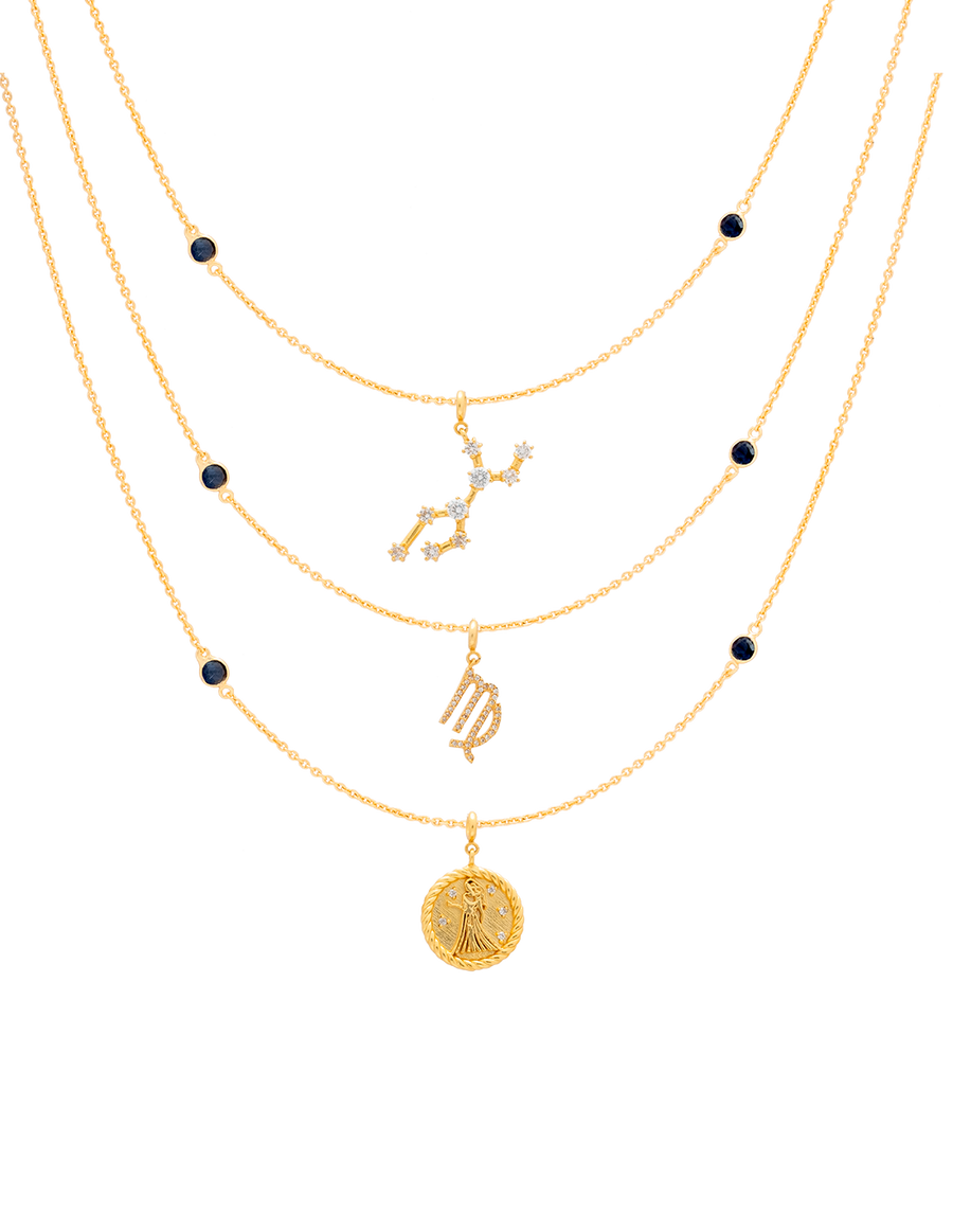 Collar Zodiaco Virgo con signo dorado intercambiable