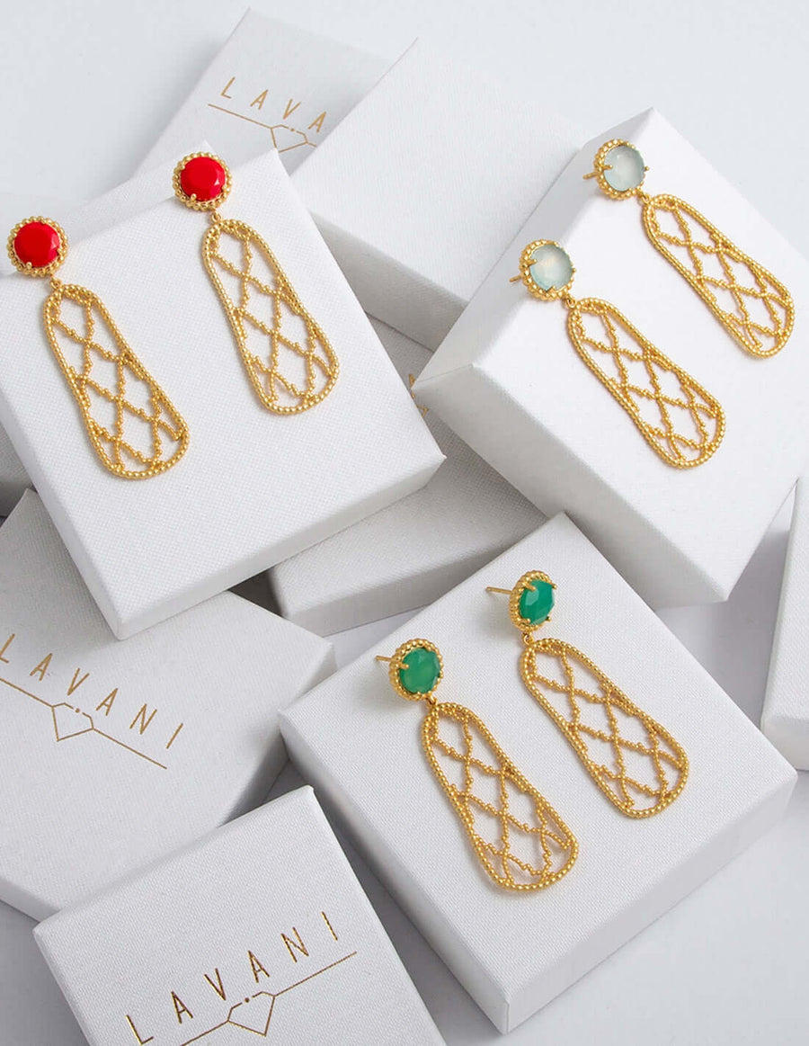 Pendientes de Lavani Jewels largos e inspirados en la Alhambra