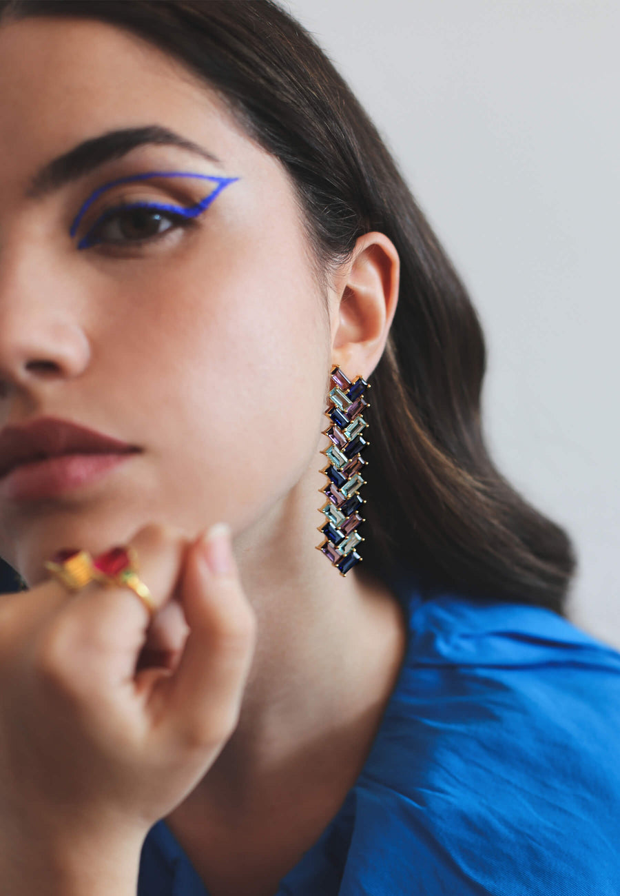 pendientes espiga azul y morado