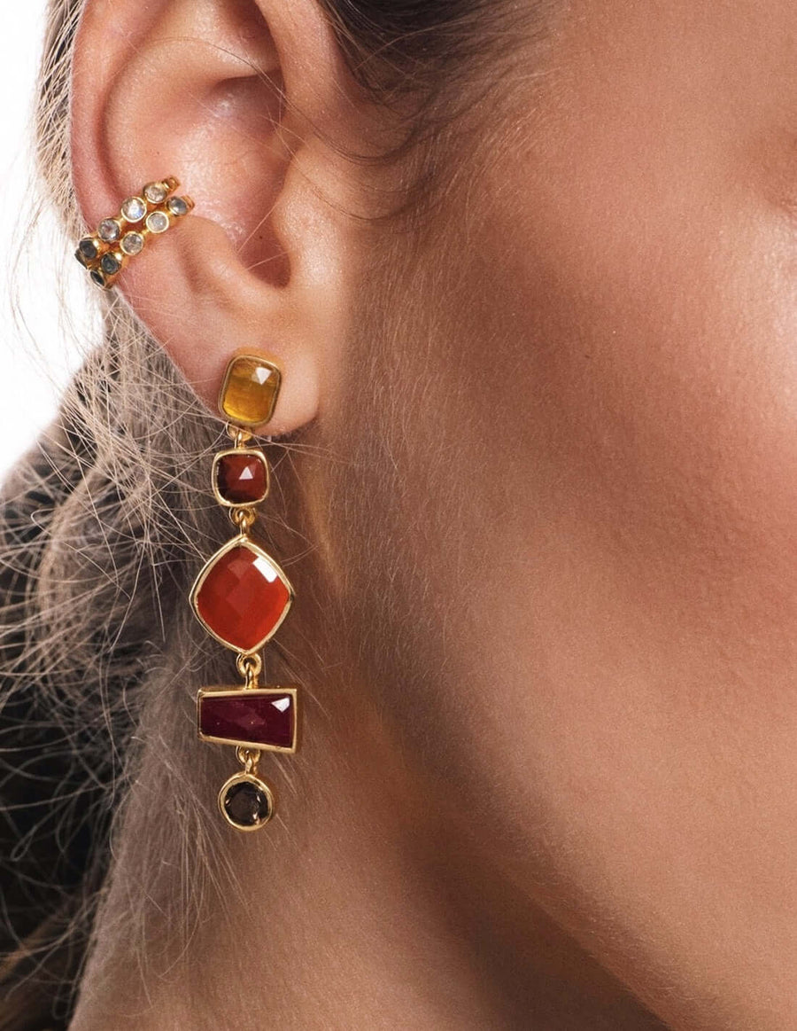 pendientes largos de fiesta con distintas formas geometricas