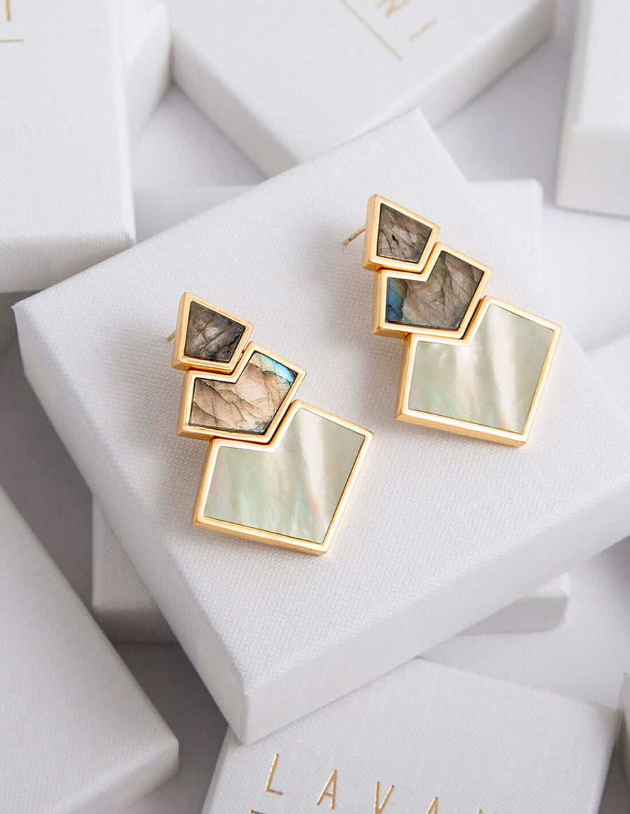 pendientes de piedra natural gris para fiesta