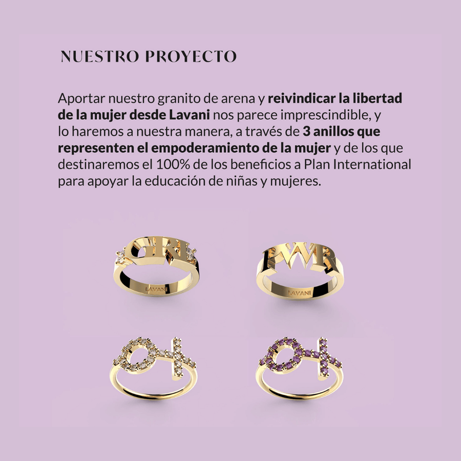 Anillo Girl dorado solidario para Plan Internacional