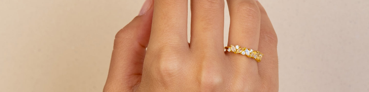 Comprar Nuevos anillos de piedra lunar Kinel, joyería romántica de Color  oro rosa para niña
