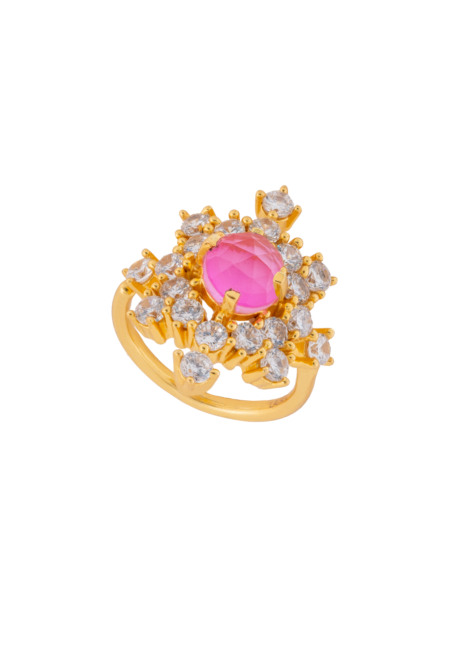 Anillo en forma de estrella Altaira en color rosa con circonitas