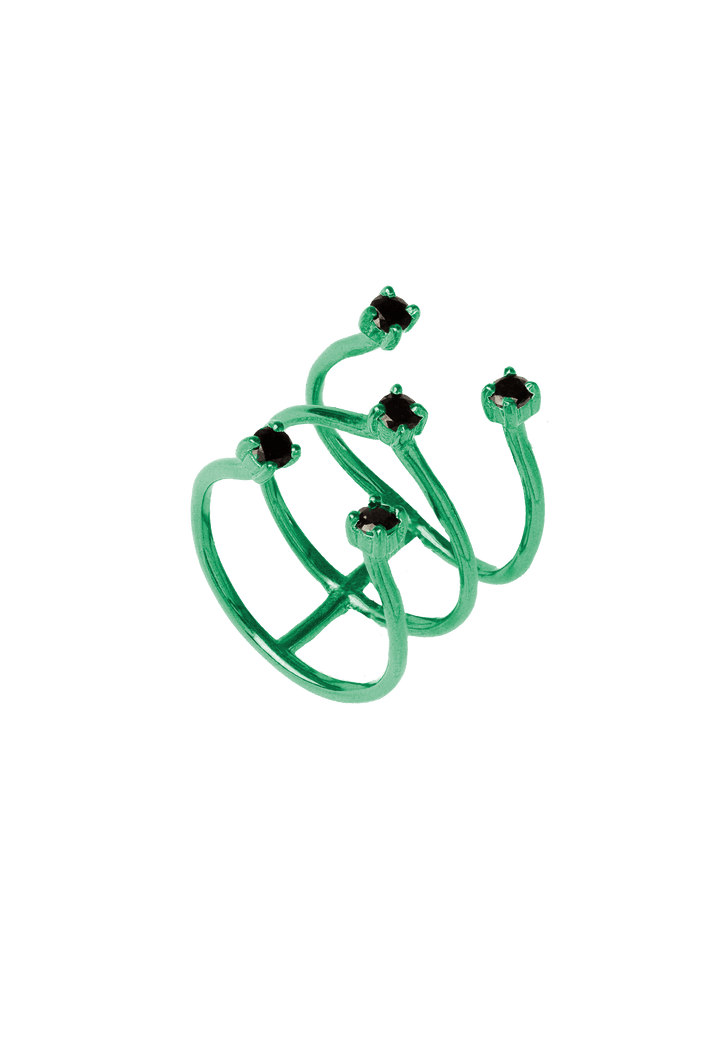 anillo verde con circonita negra