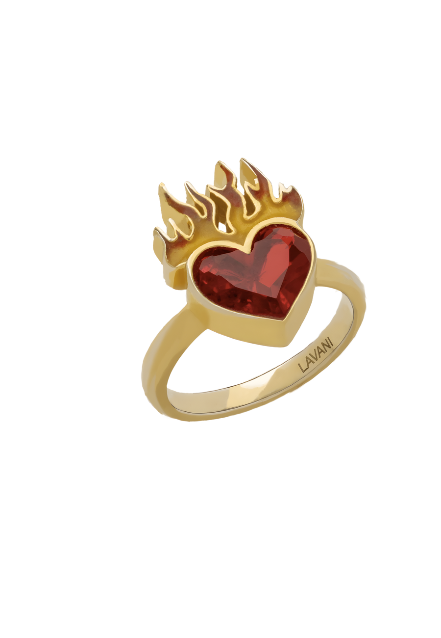 Anillo The Alchemist Ring corazon en llamas 404 Studio