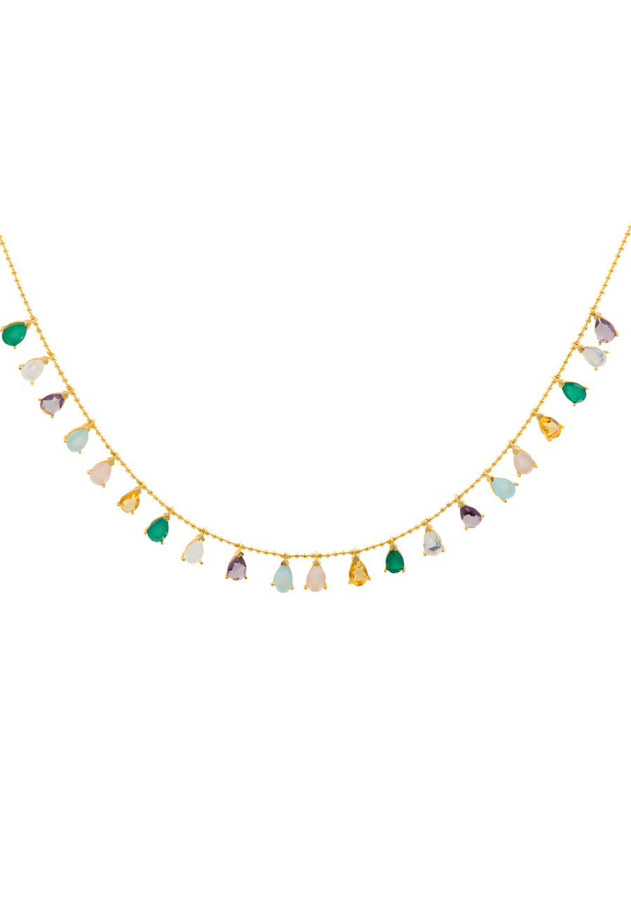 Collar de piedras naturales de colores Pride de Lavani Jewels. Con 21 piedras naturales, formando los colores del arcoíris