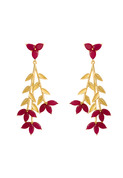 Pendientes Artesanales Granate Mozambique Pendientes De Granate De Mozambique Hechos A Mano - Plata Chapada, Diseño Colgante, 2.05 Pulgadas Pendientes Granates