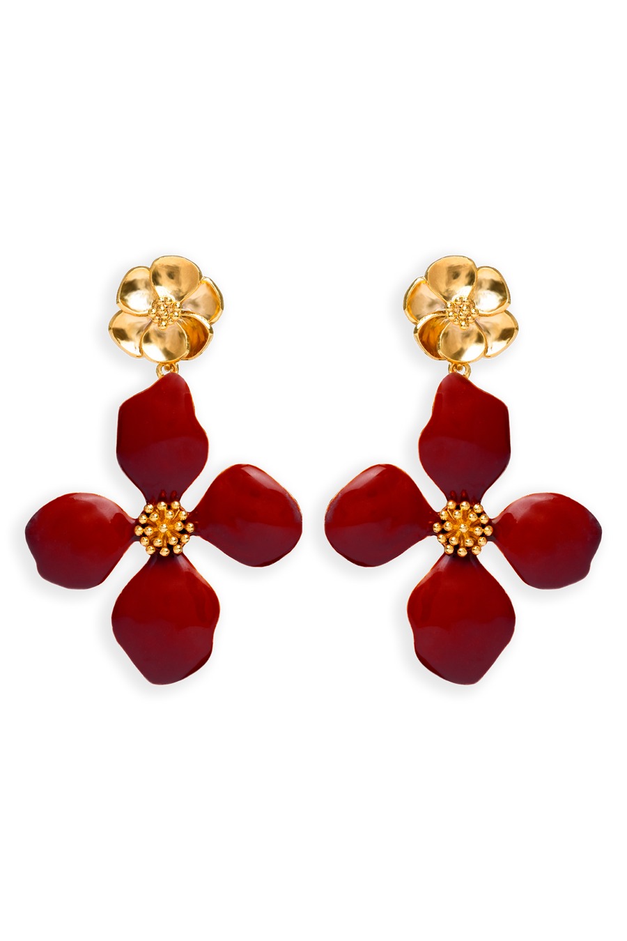 Pendientes granates en forma de flor Cassia