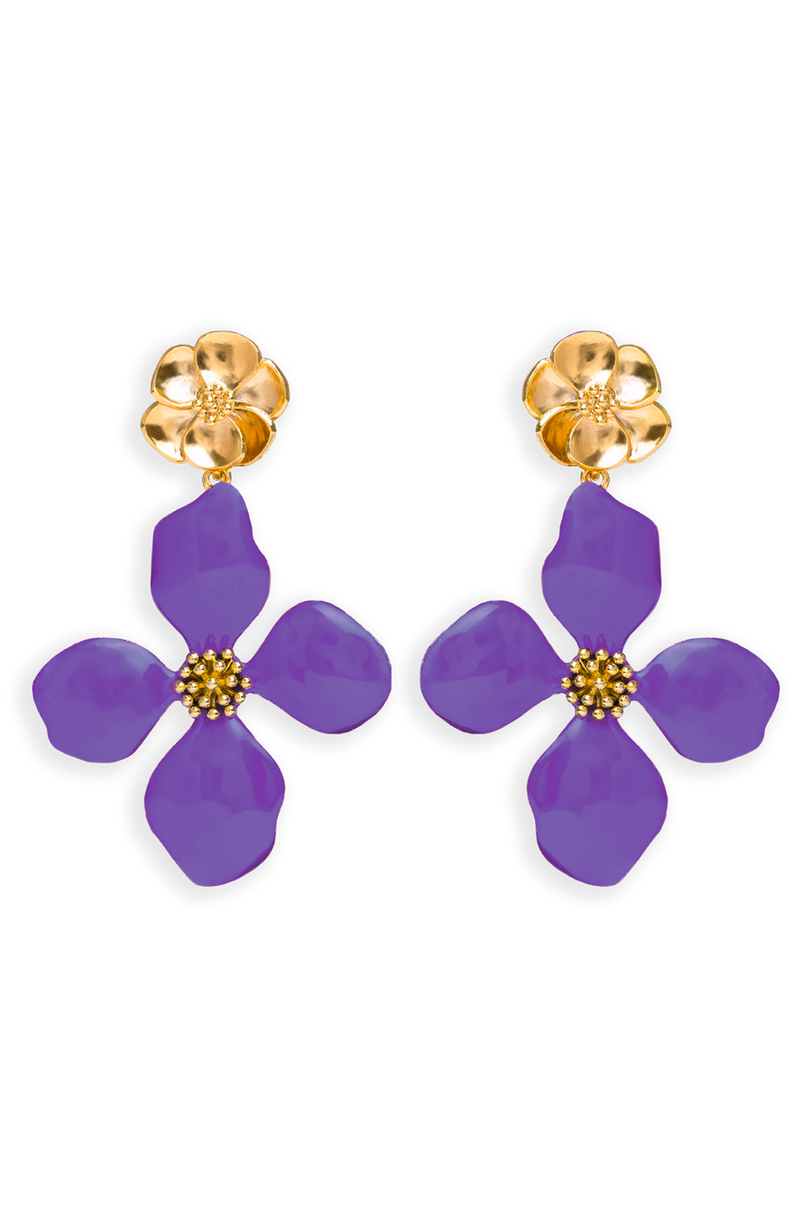 Pendientes Cassia Lilas en forma de flor