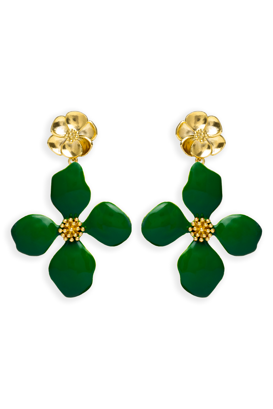pendientes Cassia verdes en forma de flor