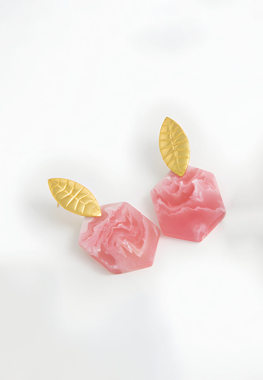 Boucles d'oreilles en marbre rose
