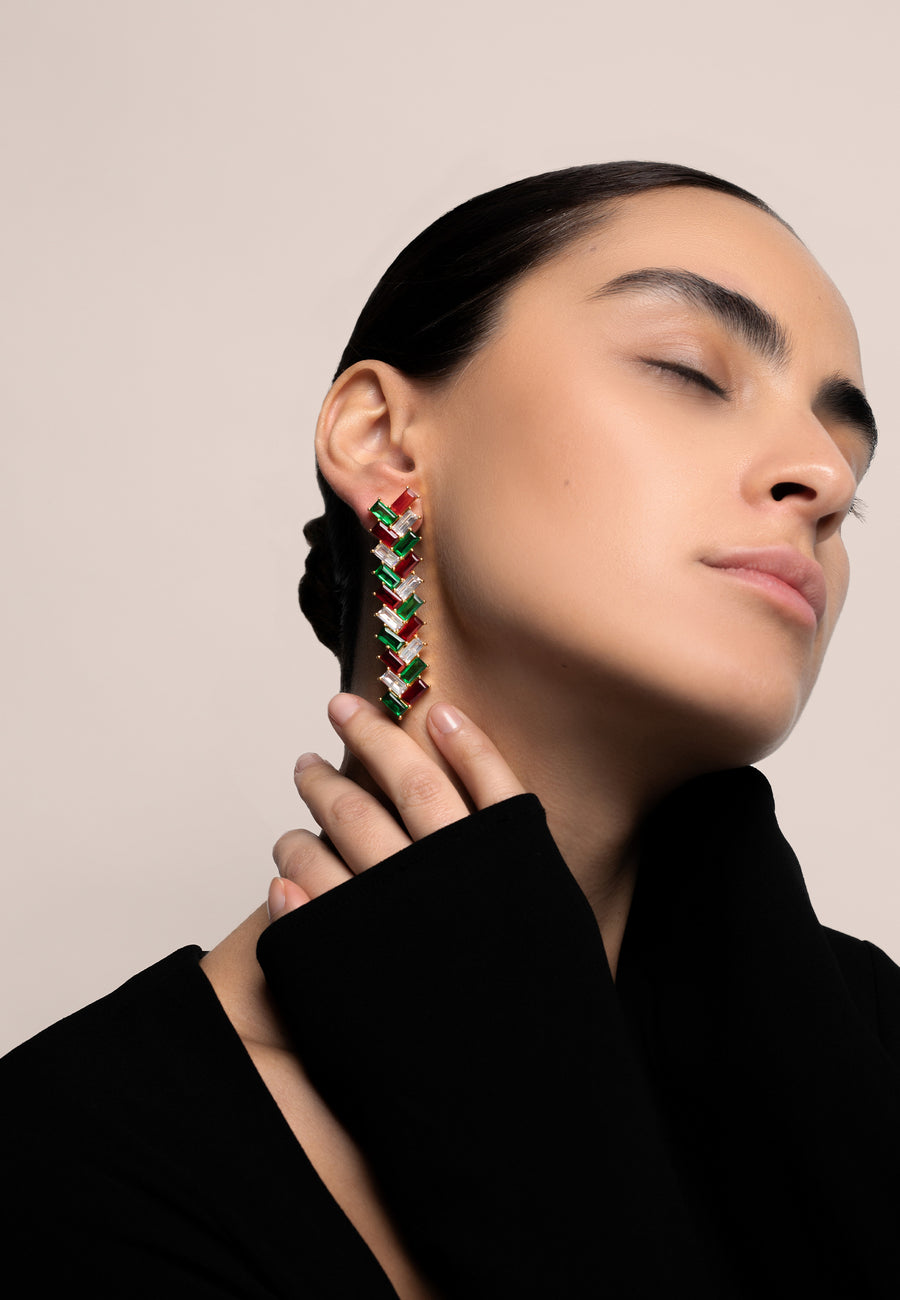 Pendientes Metrópolis Fucsia y Verde
