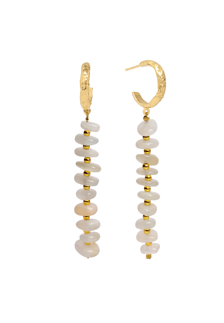 aros con piedra blanca colgante