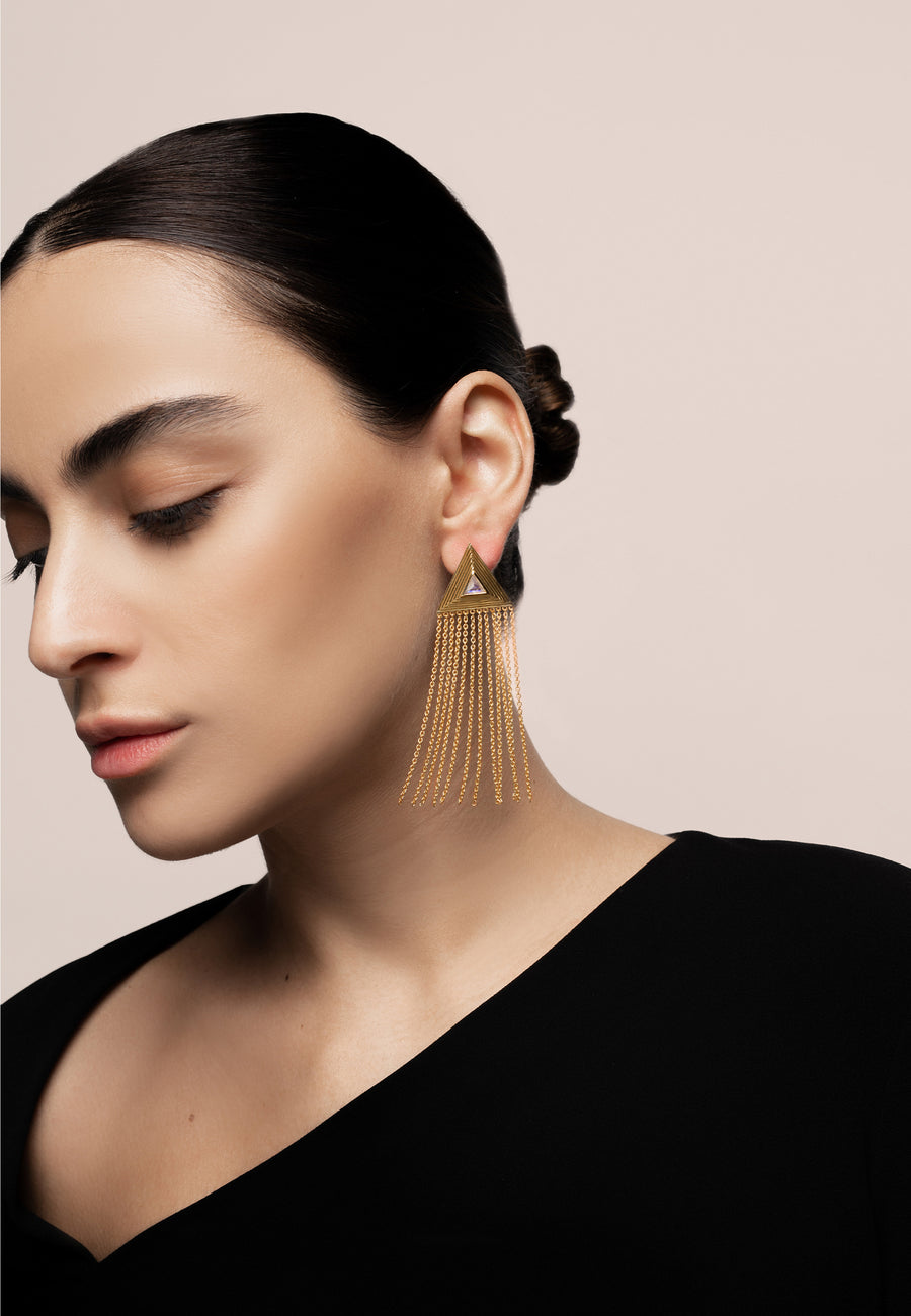 pendientes triangulo dorados