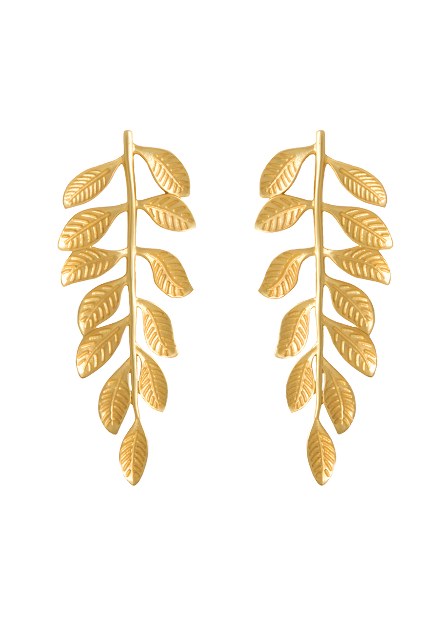 pendientes de hojas doradas Veli