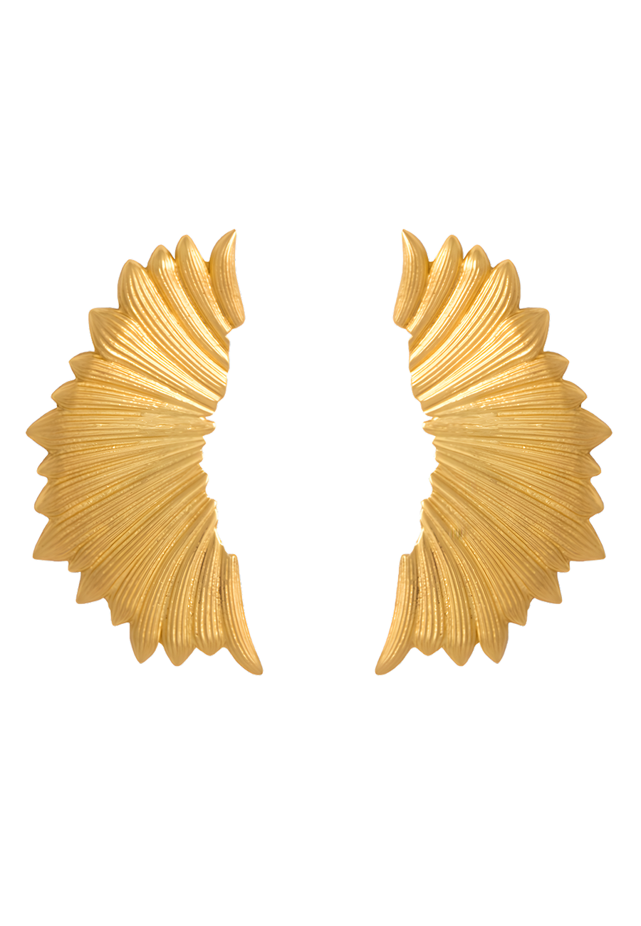 Pendientes trepadores bañados en oro Wings