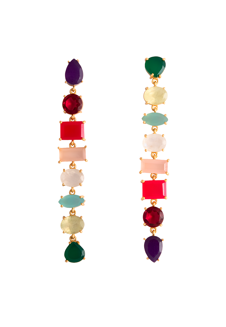 Pendientes largos con piedras de colores de Lavani Jewels