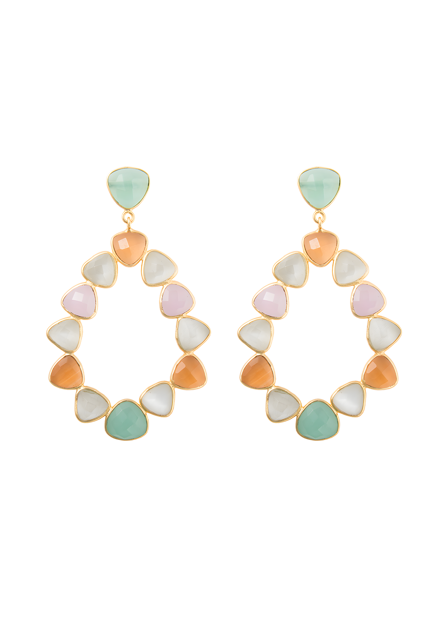Palmira Pink earrings, white
