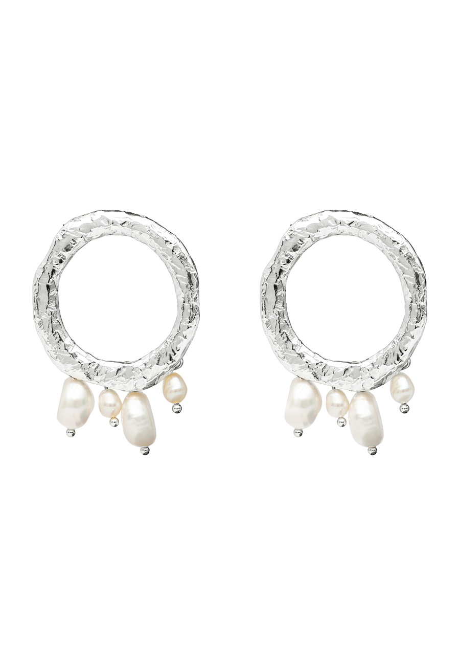 aros de plata artesanales con perlas