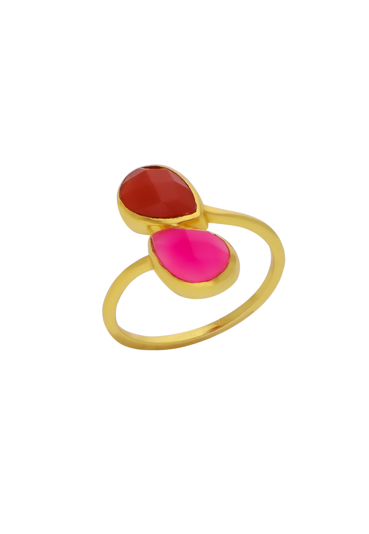 anillo aura con piedra rosa y naranja 