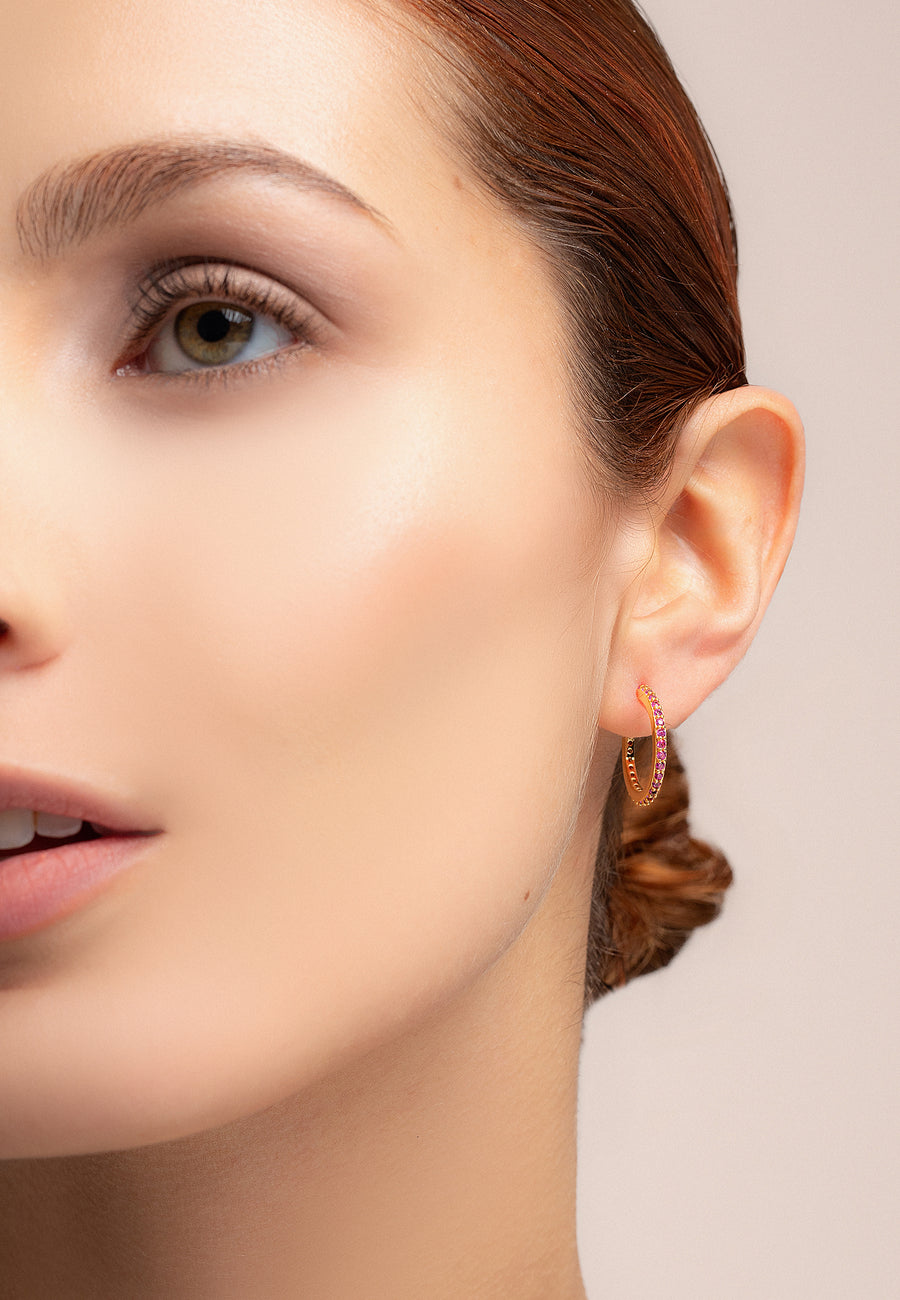 Eclectic Shine Big Fuchsia Hoops