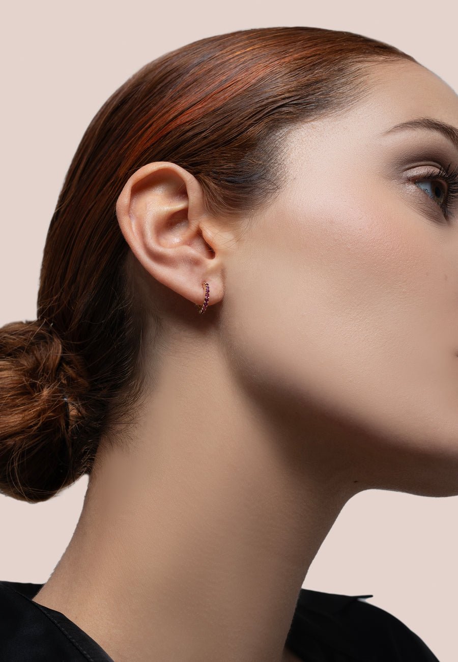Eclectic Shine Small Fuchsia Hoops