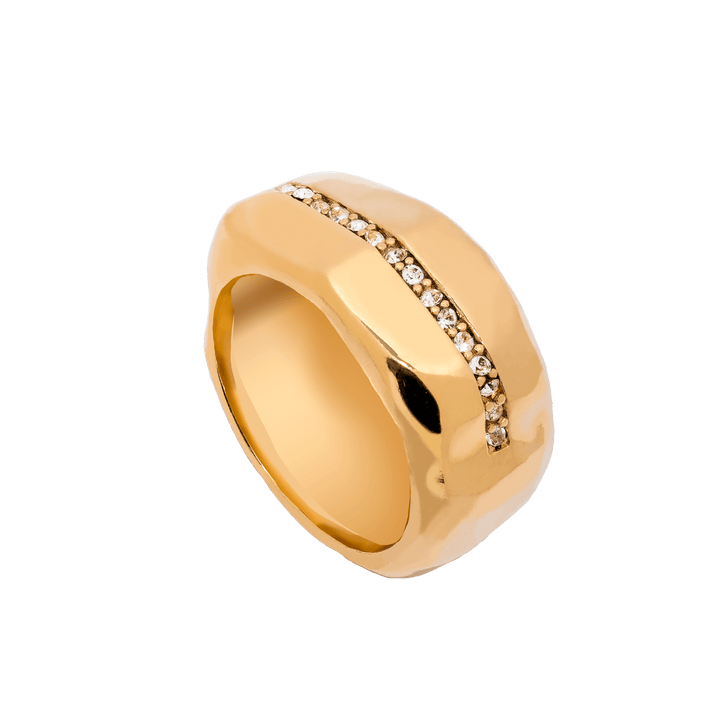 Anillo Courant grueso dorado de nueva colección Wave de LAVANI Jewels