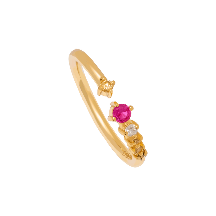 Regulación del anillo abierto dorado con piedras naturales de Lavani Jewels