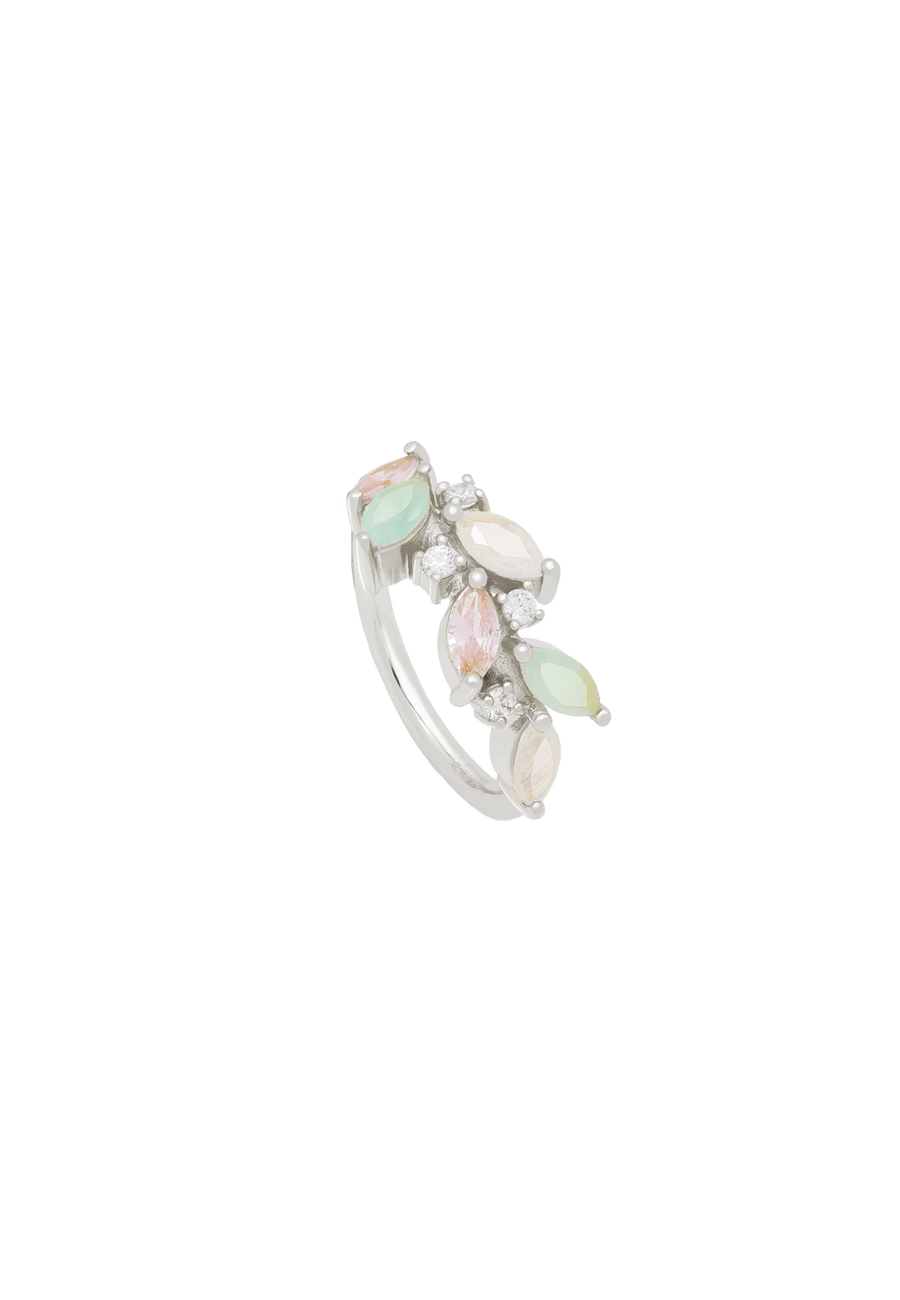 Anillo plateado flor de loto ajustable