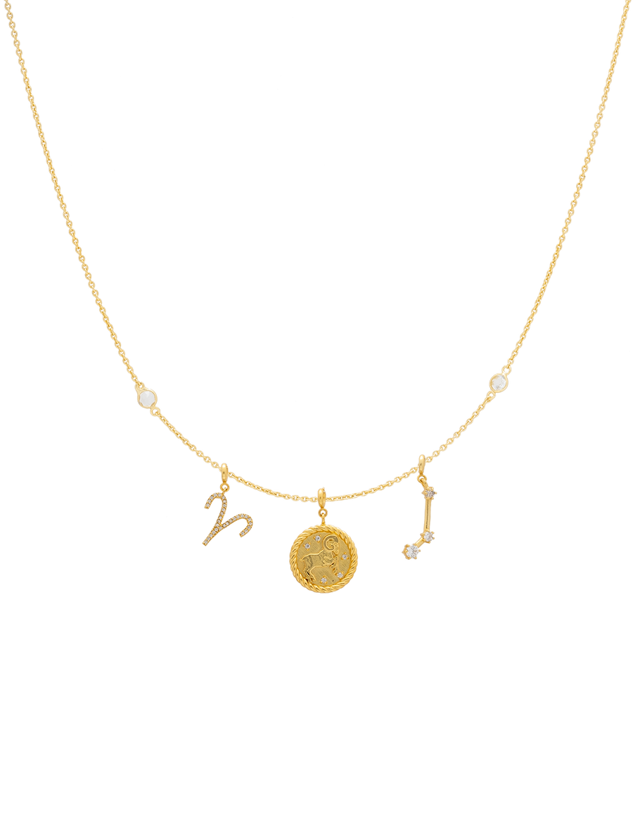 Collar Triple Zodiaco Aries dorado con charms intercambiables