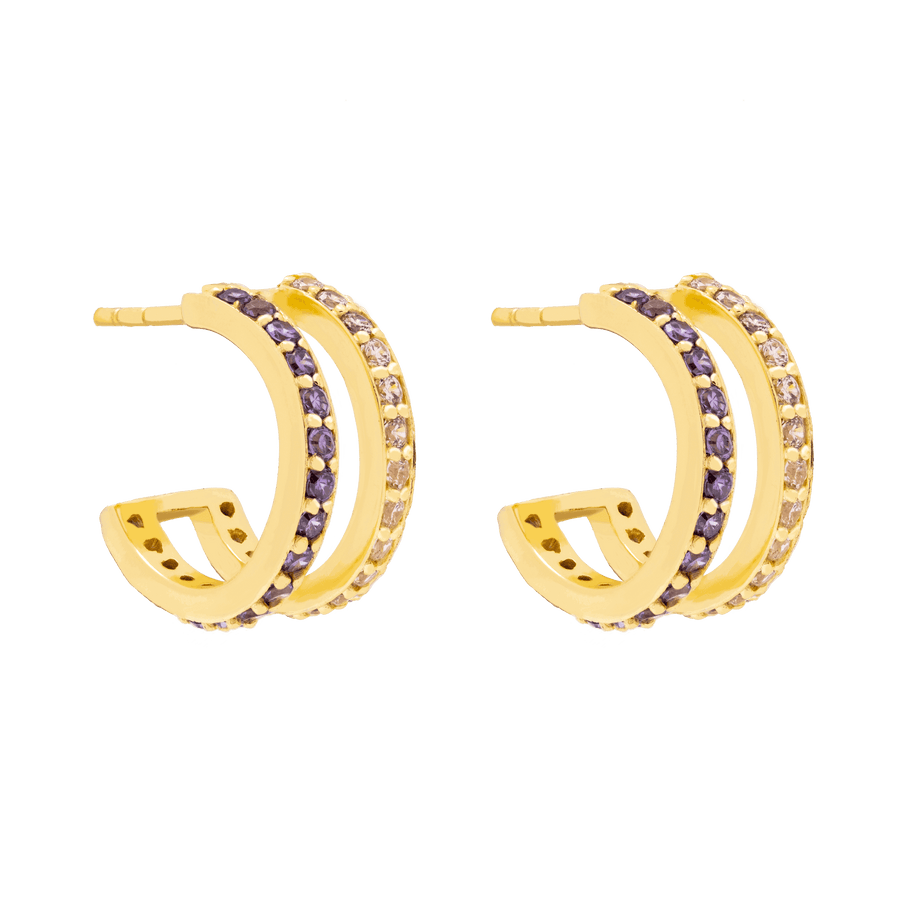 aros dobles dorados con circonitas