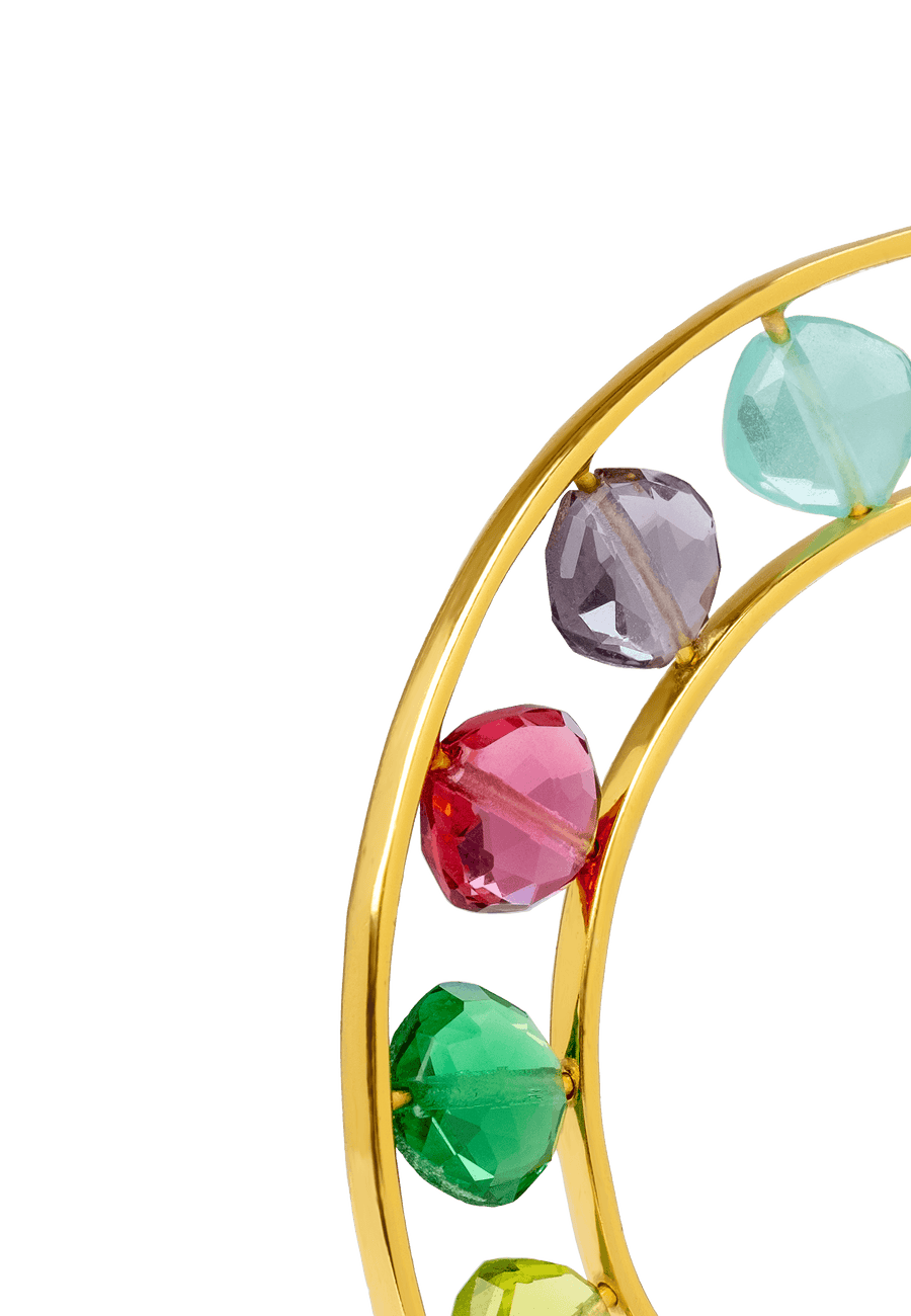 pendientes de cristal de colores con forma de aro