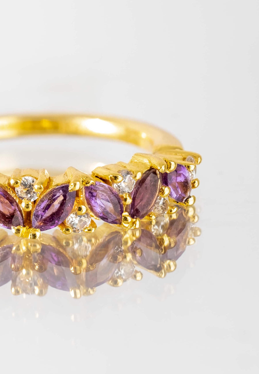 Preciosas piedras de amatistas del anillo de amatista de febrero de Lavani Jewels
