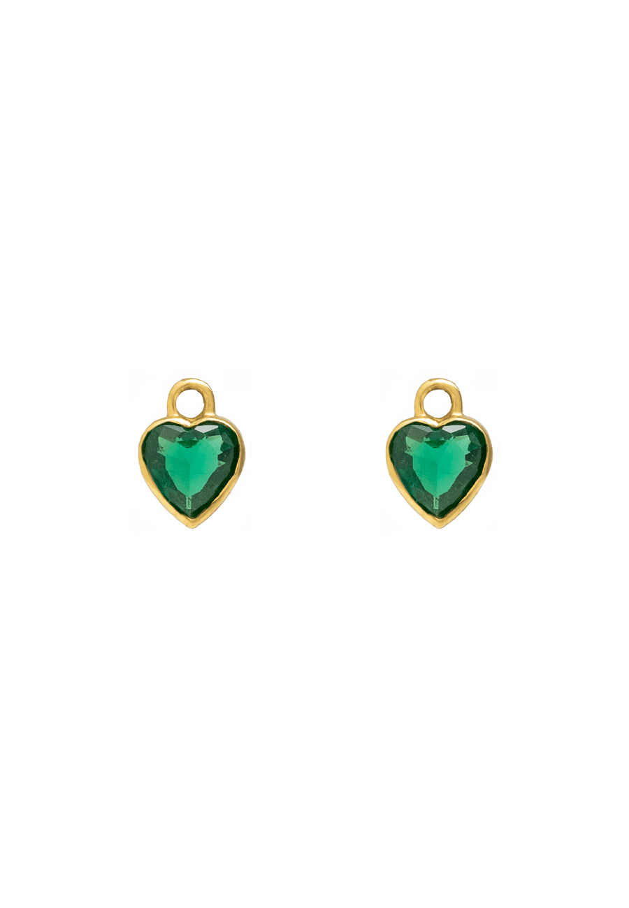 Charm verde forma de corazón
