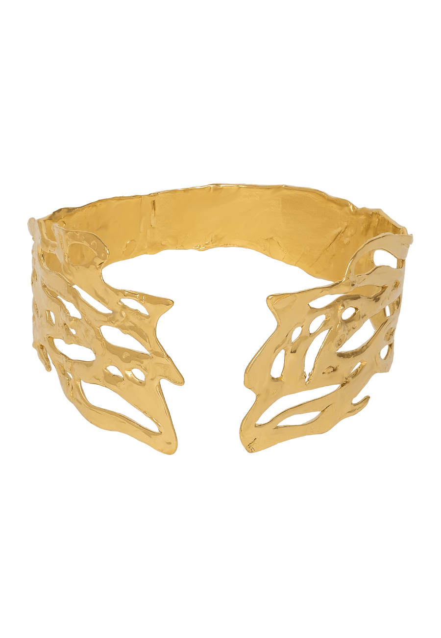 Choker artesanal étnico con texturas en dorado de lavani