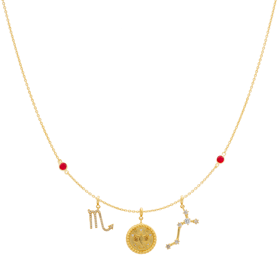 Collar triple zodiaco escorpio de Lavani bañado en oro.