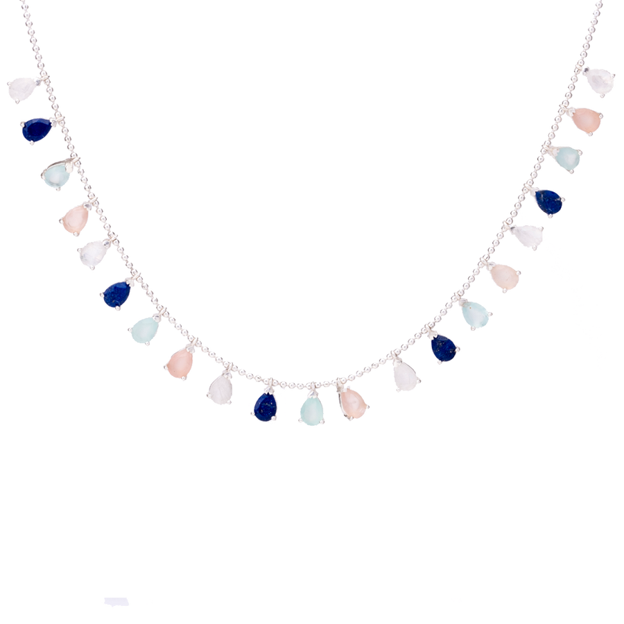 Collar Plata con piedras naturales en forma de gotas Lavani Jewels