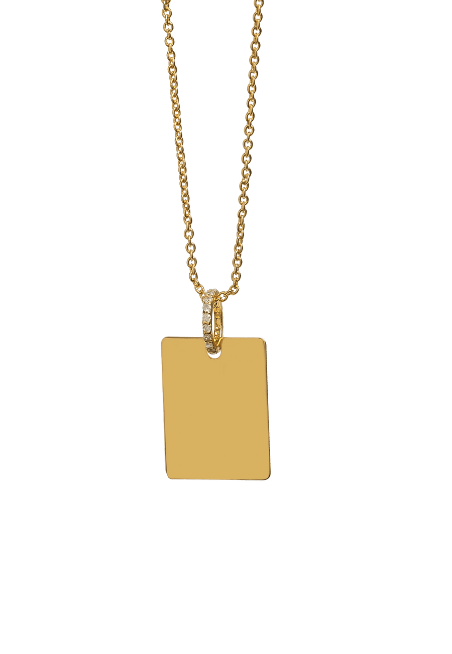 Colgante rectangular dorado grabado de Lavani Jewels