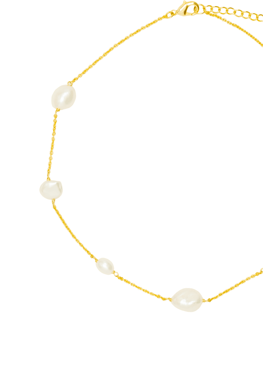 zoom de collar choker con perlas barrocas bañado en oro de 18 quilates de lavani jewels