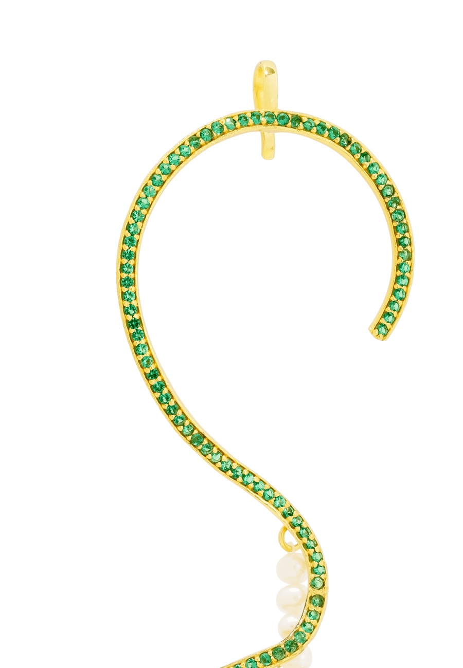 pendiente espiral circonitas verdes visto de cerca