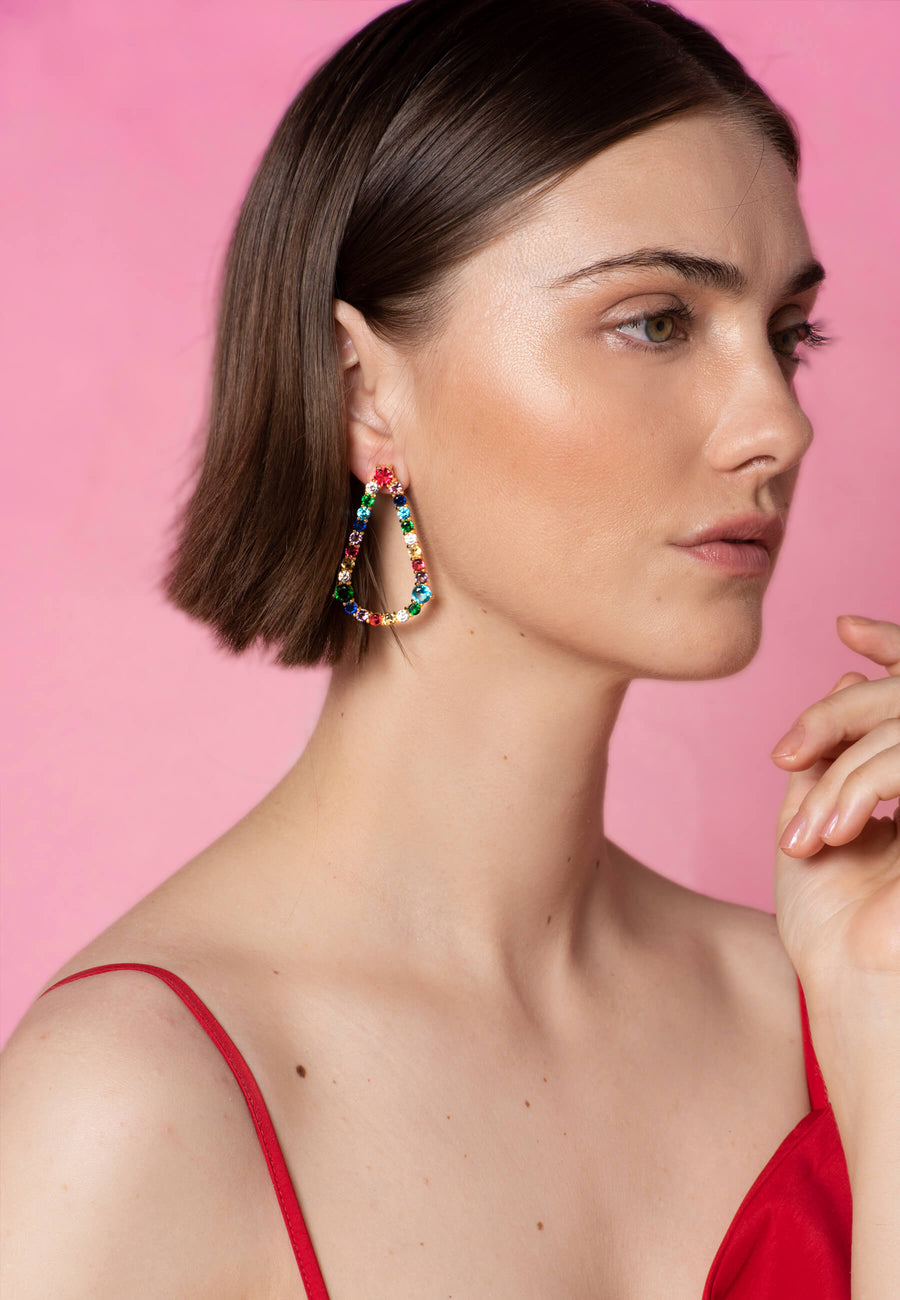 Pendientes lágrima Giulietta con piedras multicolor rainbow para eventos especiales