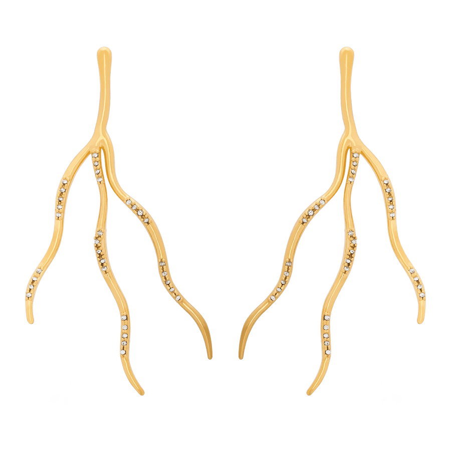 Pendientes largos dorados Meduse inspirados en las medusas